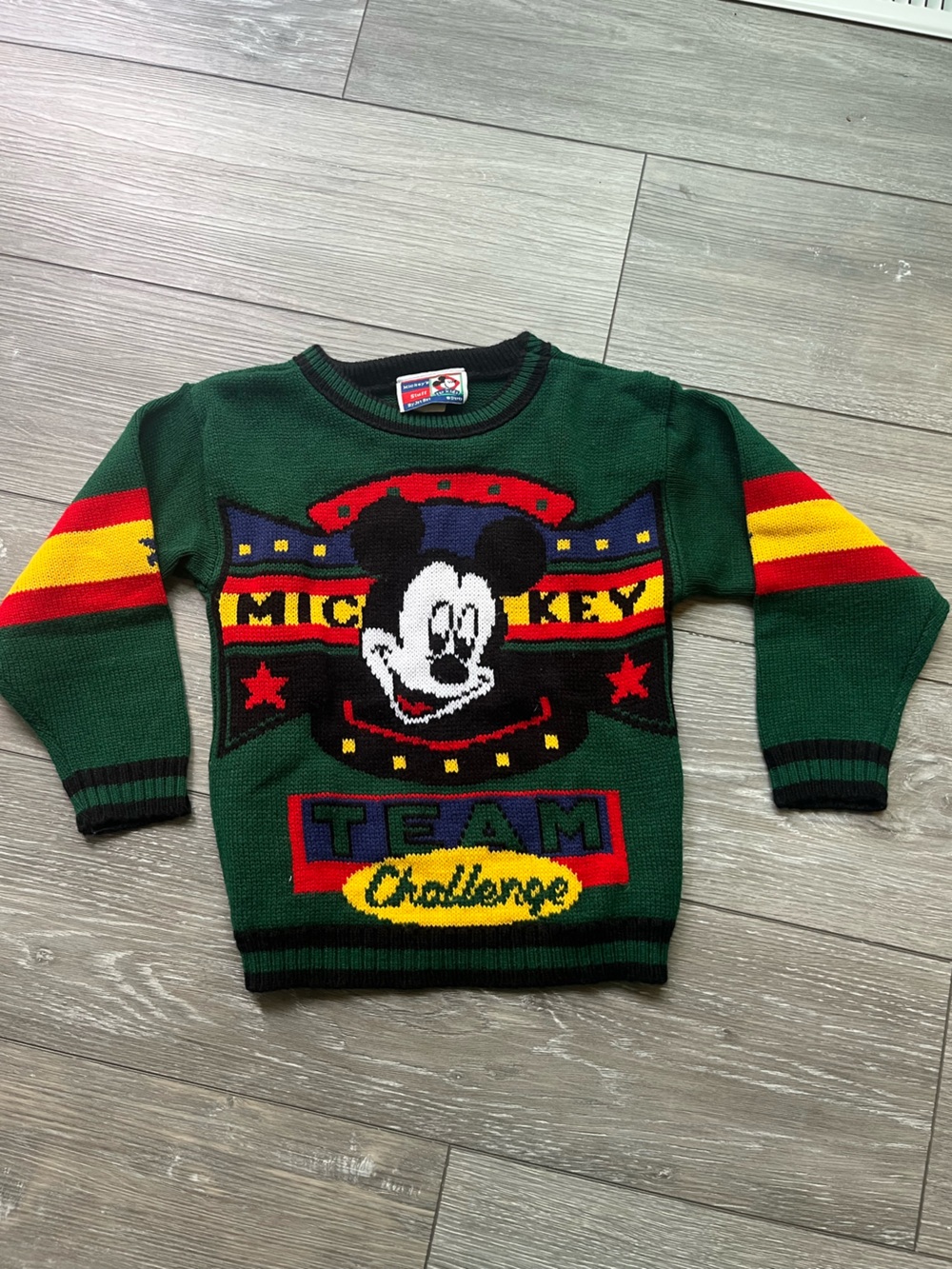 Vintage Mickey Mouse Team Challenge Kids Sweater Size Medium 6